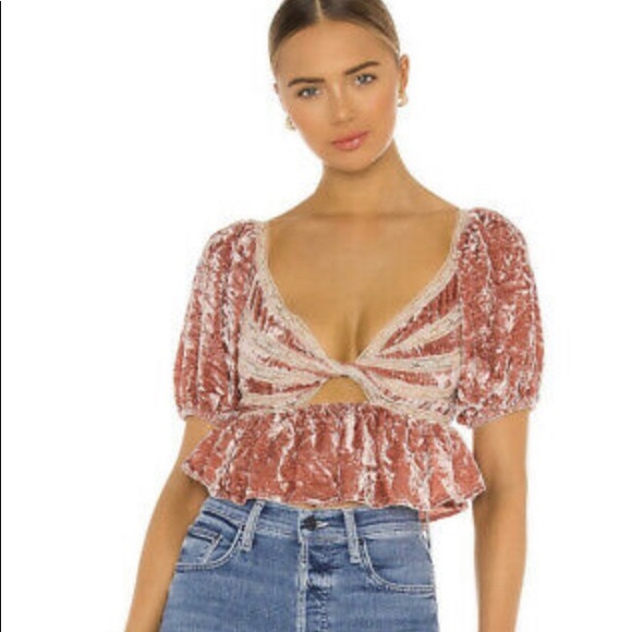 Free People Tops - Free People Pink Velvet Yours Truly Mauve Crop Top